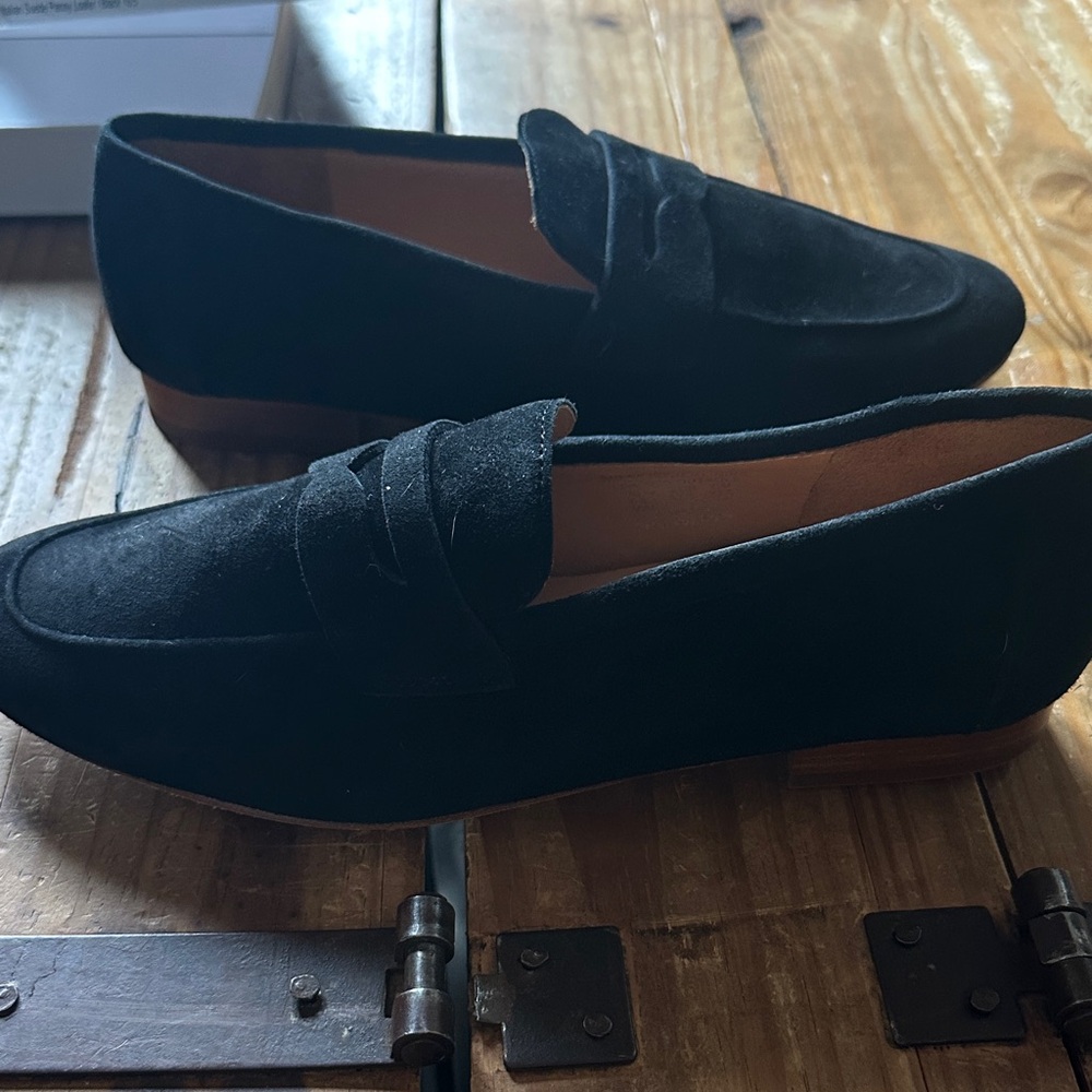 Women’s Black Suede Penny Loafers - Picture 7 of 9